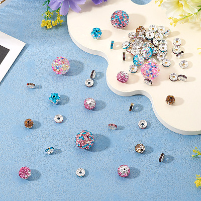 66Pcs 5 Styles Polymer Clay Pave Rhinestone Beads DIY-TA0013-93-1