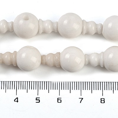 Natural White Jade 3-Hole Guru Beads Strands G-H064-E03-01-1