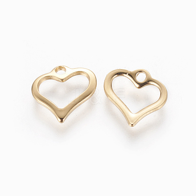 201 Stainless Steel Open Heart Charms STAS-L233-022G-1