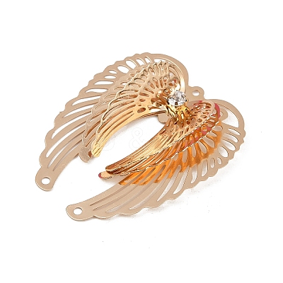 Brass Crystal Rhinestone 3D Hollow Angel Wings Chandelier Component Links KK-A261-05KCG-1