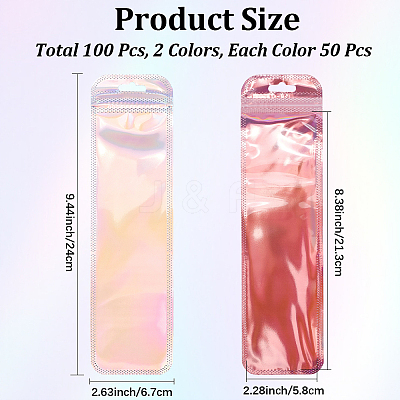 100Pcs 2 Colors Rectangle PP Plastic Resealable Packaging Bags AJEW-CN0004-54-1