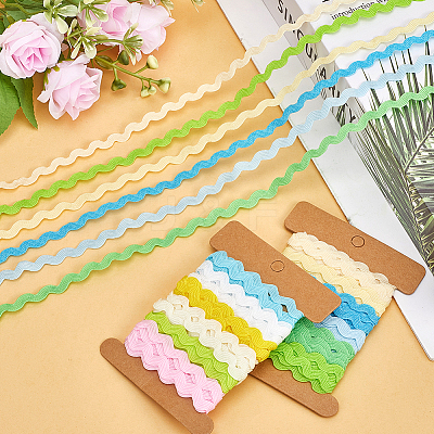 4 Cards 2 Styles Polyester Wavy Fringe Trim Ribbon DIY-GF0009-48D-1