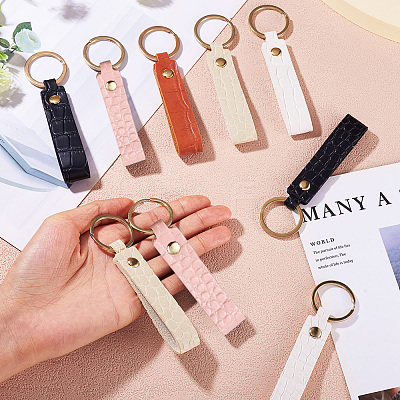 10Pcs 5 Colors PU Leather Keychain KEYC-TA0001-33-1