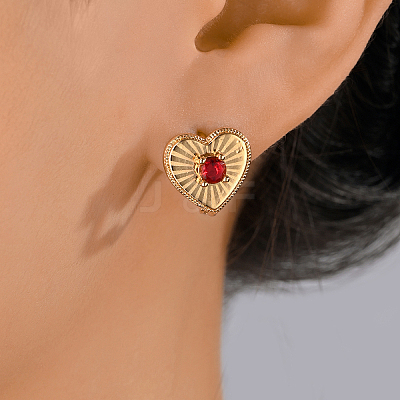Vintage European Court Heart-shaped Zircon Stud Earrings Party Banquet Accessories. ND2762-1-1
