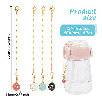 Flat Round with Letter A Alloy Enamel Pendant Decoration HJEW-AB00704-1