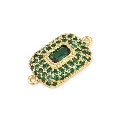 Brass Micro Pave Cubic Zirconia Connector Charms CU-CBAAB9C-01G-01-1