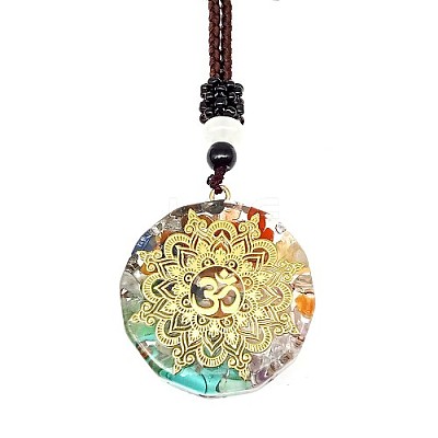Resin & Natural & Synthetic Mixed Gemstone Pendant Necklaces OG4289-19-1