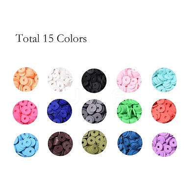 150G 15 Colors Handmade Polymer Clay Beads CLAY-JP0001-11-8mm-1