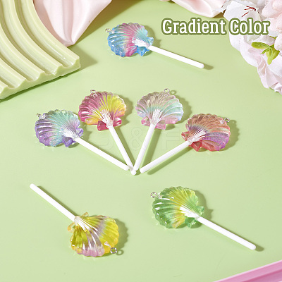 14Pcs 7 Colors Gradient Color Transparent Resin Big Pendants FIND-TA0004-65-1