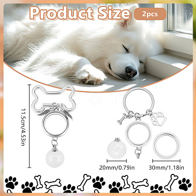 2Pcs 304 Stainless Steel & Alloy Keychains KEYC-DR00022-1