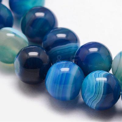 Natural Striped Agate/Banded Agate Bead Strands G-K166-13-10mm-06-1