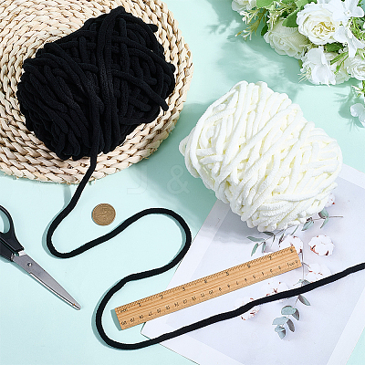 2 Skeins 2 Colors Super Bulky Chenille Polyester Yarn OCOR-CY0002-63A-1