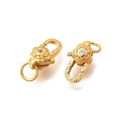 Brass Micro Pave Clear Cubic Zirconia Lobster Claw Clasps KK-G600-25G-02-1