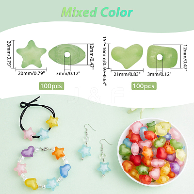 200Pcs 2 Style Frosted and Transparent Acrylic Beads FACR-PH0001-03-1