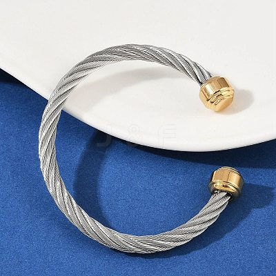 304 Stainless Steel Cuff Bangles BJEW-M136-01D-PG-1