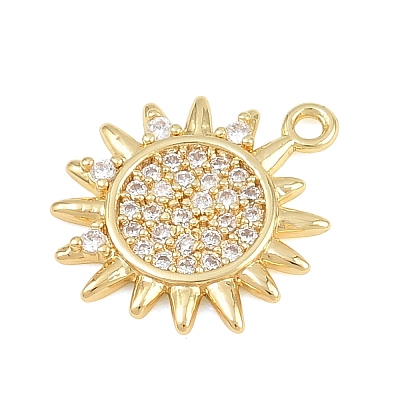 Brass Micro Pave Clear Cubic Zirconia Charms CU-CBA0565-06G-1