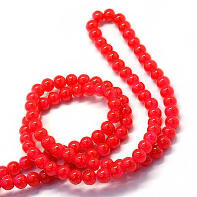 Baking Paint Imitation Jade Glass Round Bead Strands X-DGLA-Q021-6mm-05-1