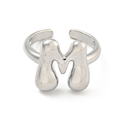 Brass Letter Open Cuff Rings for Women RJEW-G313-01M-P-1