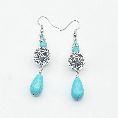 Bohemian Zinc Alloy Synthetic Turquoise Dangle Earrings LQ8241-6-1