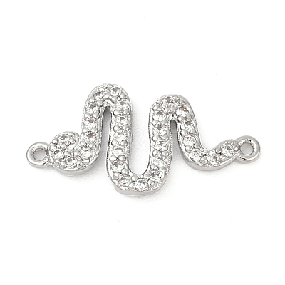 Brass Micro Pave Clear Cubic Zirconia Connector Charms KK-G526-02P-1