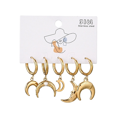 5Pcs 304 Stainless Steel Hoop Earrings EJEW-G447-02G-1