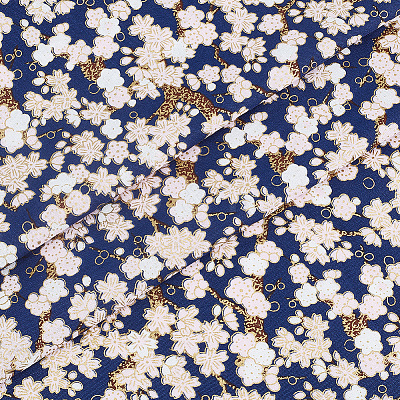Japanese-style Cotton Sakura Pattern Fabric for Clothing & Decor DIY-WH0622-738-1