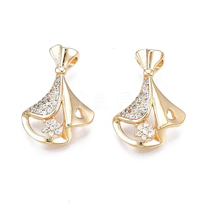 Brass Micro Pave Clear Cubic Zirconia Pendants KK-N232-239-1