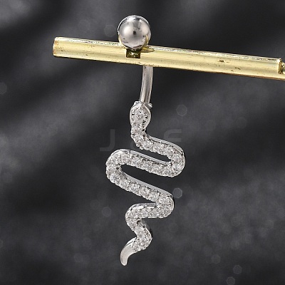 Alloy Rhinestone Snake Curved Barbell Belly Rings LS-AJEW-R007-03P-04-1