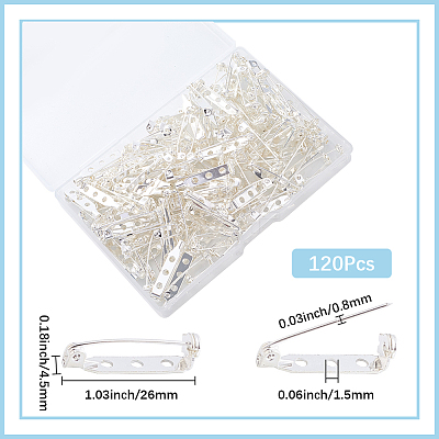 120Pcs Iron Brooch Findings IFIN-SP0001-36-1