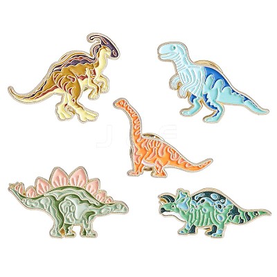 5Pcs 5 Style Dinosaurs Enamel Pins JBR096A-1