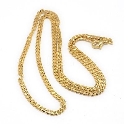 Trendy Men's 201 Stainless Steel Curb Chain Necklaces NJEW-L043A-42G-1