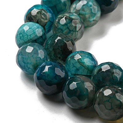 Faceted Natural Dragon Veins Agate Beads Strands G-F447-12mm-P07-1