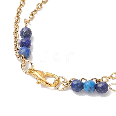 Natural Lapis Lazuli & Non-magnetic Synthetic Hematite Beads Multi-strand Bracelets BJEW-JB12122-03-1