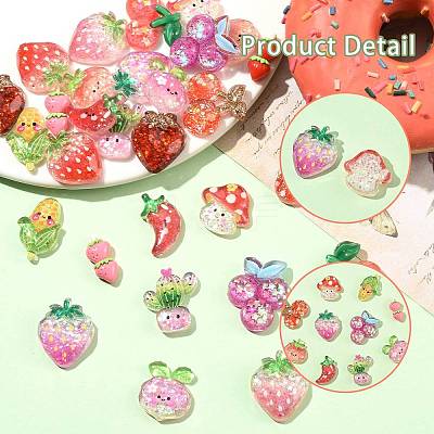 30Pcs 15 Styles Resin & Acrylic & Plastic Cabochons KY-SZ0001-61-1