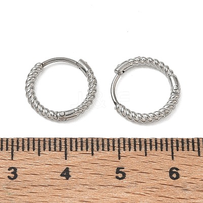 Twist Textured 304 Stainless Steel Huggie Hoop Earrings SA-CBA46AF-27P-02-1
