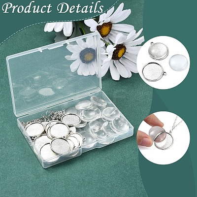 DIY Dome Alloy Flat Round Dangle Earring Pendant Making Kits DIY-YW0010-12-1