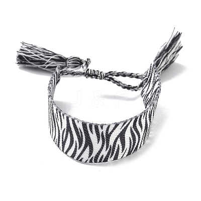 Zebra-stripe Pattern Polyester Cord Adjustable Bracelets LS-BJEW-B127-01A-1