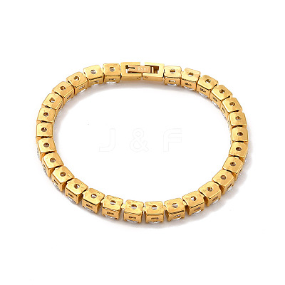 Clear Cubic Zirconia Tennis Bracelet BJEW-E009-25B-G-1