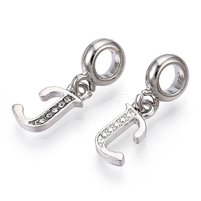 Platinum Rack Plating Alloy Rhinestone European Dangle Charms PALLOY-T048-36P-J-1
