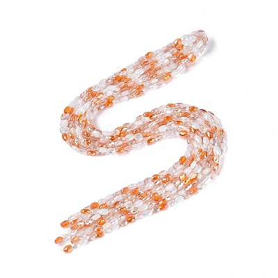 Electroplate Imitation Jade & Opaque & Transparent Glass Beads Strands EGLA-Q135-4x6MM-01C-1