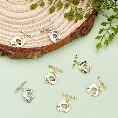 12 Sets 2 Colors Brass Toggle Clasps KK-AR0003-11-1