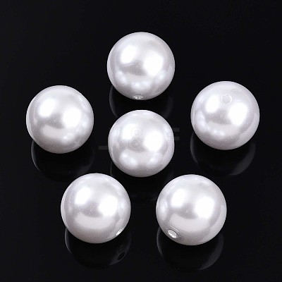 Round ABS Plastic Imitation Pearl Beads OACR-R053-01-1