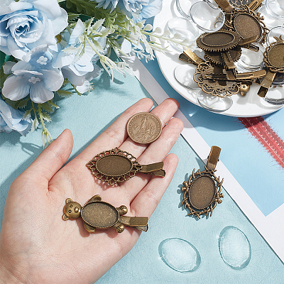 12Pcs 6 Styles Vintage Iron Alligator Hair Clip Findings FIND-NB0004-41-1