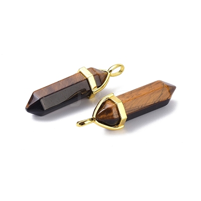 Natural Yellow Tiger Eye Pointed Pendants G-G025-01G-27-1