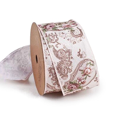 10 Yards Single Face Flower Print Polyester Ribbons PW-WG53704-05-1