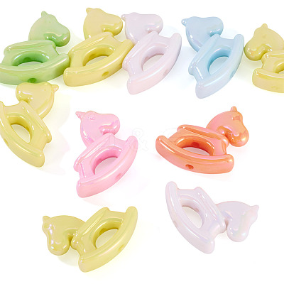 10Pcs UV Plating Opaque Acrylic Beads OACR-TA0004-10-1