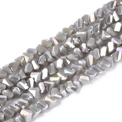 Electroplate Opaque Glass Beads Strands GLAA-N022-4mm-21-1