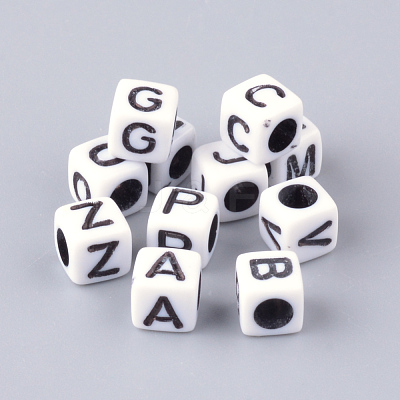 Opaque Horizontal Hole Acrylic Beads X-SACR-Q188-02-1