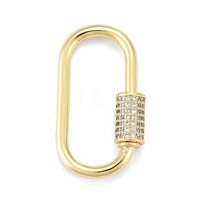 Brass Micro Pave Clear Cubic Zirconia Screw Carabiner Lock Charms ZIRC-E164-10G-1