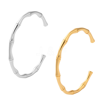 2Pcsc 2 Colors 304 Stainless Steel Cuff Bangles BJEW-GO0001-18-1